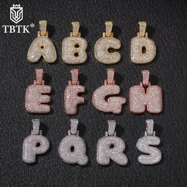 

pendant necklaces tbtk diy initial a-z bubble letters necklace charm cubic zirconia for women and men fashion hiphop jewelry, Silver