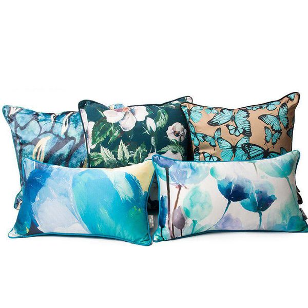 

decorative home furnishing pillow abstract ink oil painting sofa living room cushion blue combination