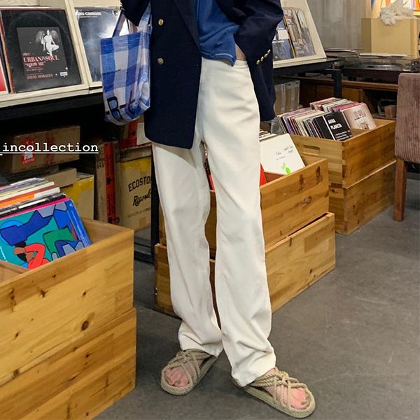 

women's jeans 2021 woman high waist retro white trousers corduroy wide leg trouser, Blue