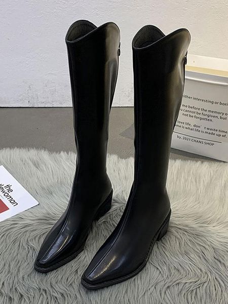 

boots women 2021 shoes winter footwear luxury designer zipper thigh high heels fashion pointy ladies autumn o, Black