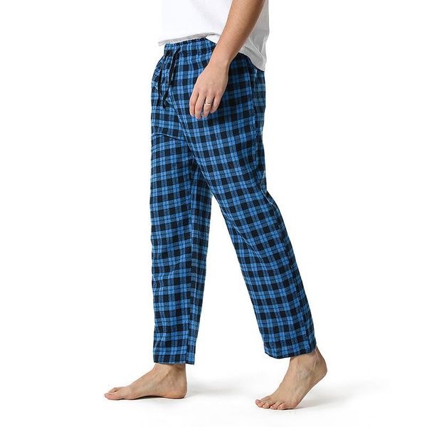 

men's pants cotton soft flannel check pajamas and home plaid, Black