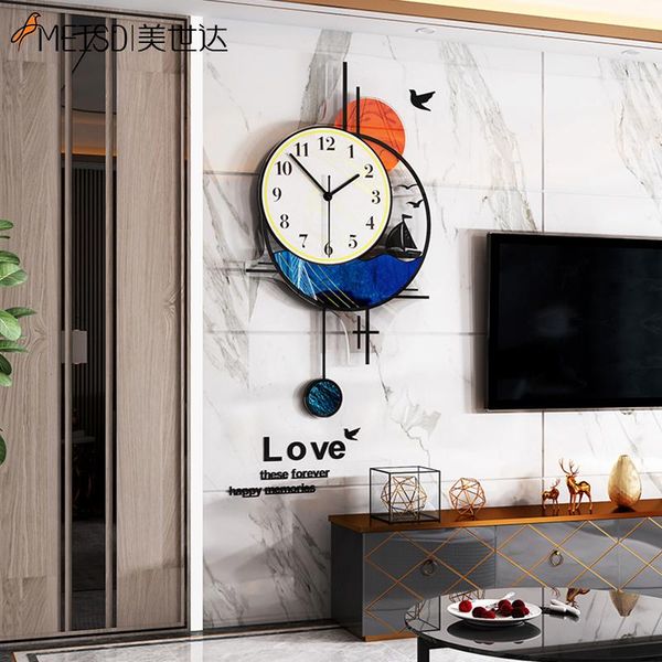 

wall clocks meisd modern design watch pendulum large quartz silent clock mirror stickers home decor live room horloge art
