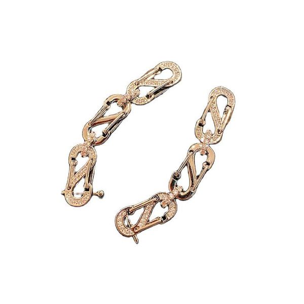 

Dangle & Chandelier All-match Flashing Diamond S Letter Chain Earring Clip High-end Retro Style Ins Net Red Ear Bone Simple Cross Personalit, Silver