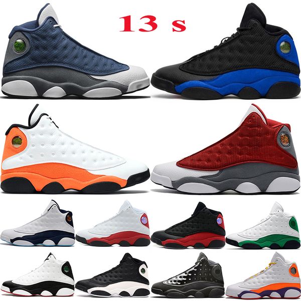 

jumpman shoes basketball playground bred mens trainers dark flint red powder blue hyper royal 13s starfish chicago sneakers sports 13 s raxa, Black