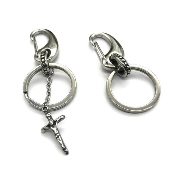 

keychains design 316l stainless steel round keychain men women fashion jewelry cross keyring car key chain gifts, Silver