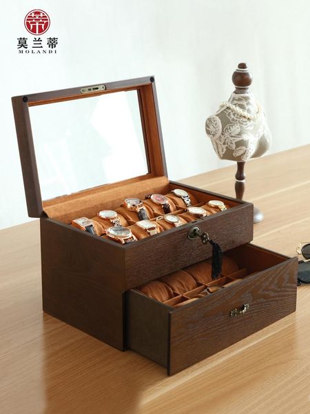 

jewelry pouches, bags high-end watch box storage wooden antique bracelet glasses collection handmade, Pink;blue