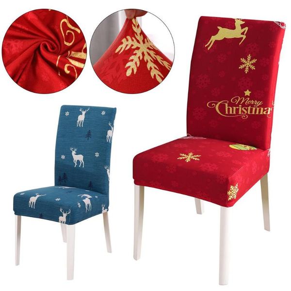 

chair covers christmas dust-proof soft elastic seat xma stretch high back slipcovers for year banquet party