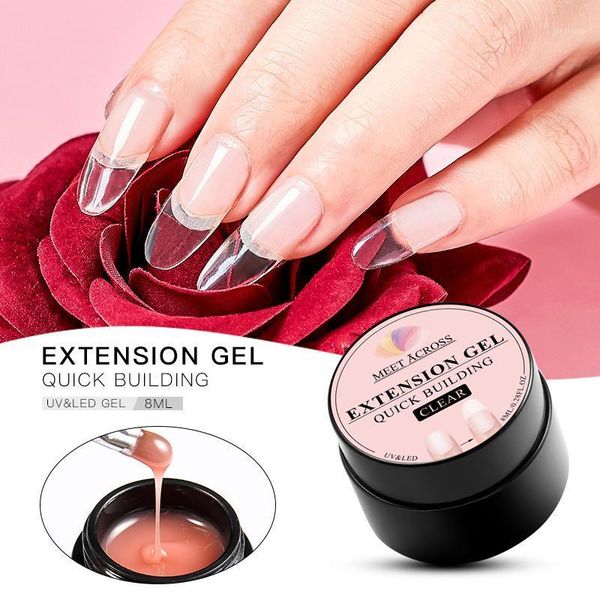 

quick building extension uv gel nail art clear camouflage color tip form crystal base coat art1, Red;pink