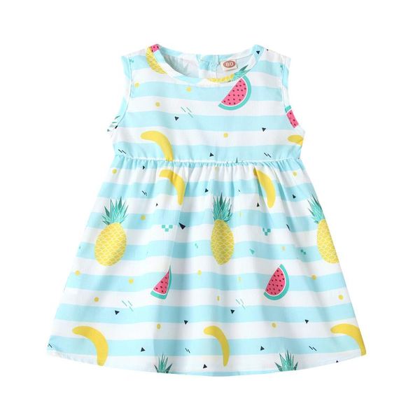 

girl's dresses baby dress toddler infant girls sleeveless stripe fruit princess clothes summer, Red;yellow