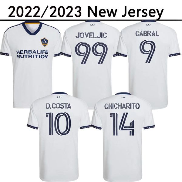 

mls 2022 2023 los angeles la galaxy soccer jersey fans version d.costa chicharito alvarez joveljic home white 22/23 football shirt grandsir, Black;yellow