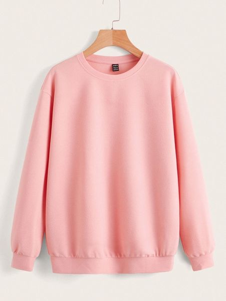 

solid drop shoulder sweatshirt 10uc#, White;black