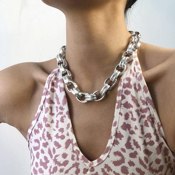 

chains 2021 summer twist-shaped chain necklace european and american trendy men women thick aluminum, Silver