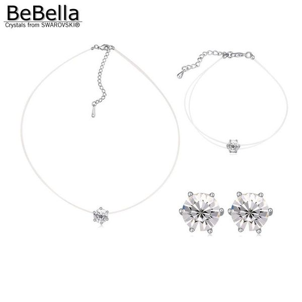 

earrings & necklace no allergic thin transparent chain and earrings&bracelet set with crystals from for women gift in, Silver
