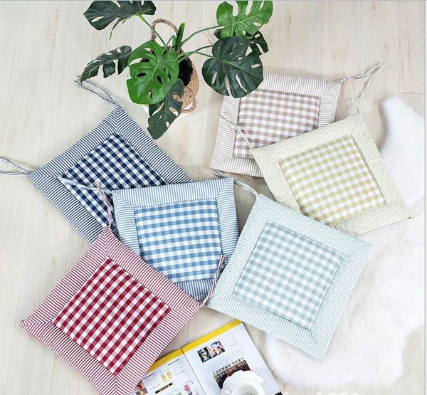 

chair seat pads cushions plaid mat patio home kitchen office indoor outdoor dining set 4 colors cushion/decorative pillow