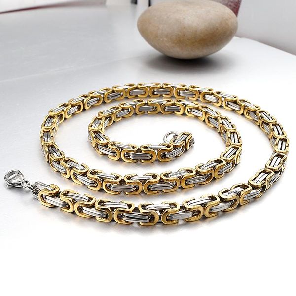 

chains gokadima 55cm, 5.5mm, mens stainless steel byzantine necklaces jewellery, cool, wholesale, Silver