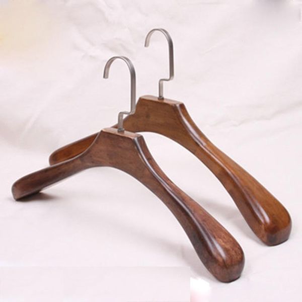 

pcs/lot quality vintage wooden clothes hangers solid wood non-slip coat hanger men and wodmen suit hanging & racks