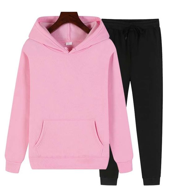 

women's hoodies & sweatshirts spring and autumn ladies sportswear suit two-piece solid color casual wear fitness track field harajuku w, Black