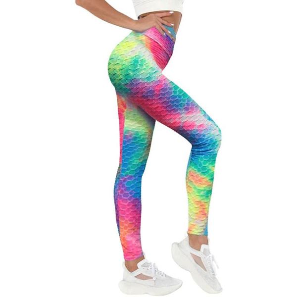

women's high waist casual leggings pants pockets tie dye workout running exercises sports yoga outfit