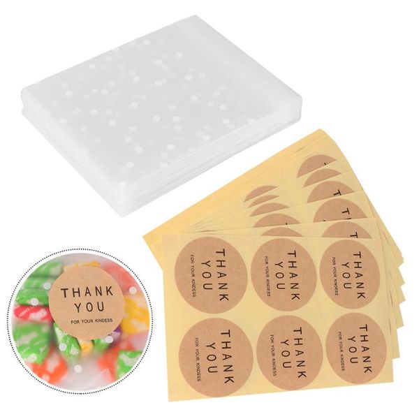 

storage bags 300pcs treat bag cellophane cookie sealing white polka dot