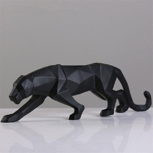 Leoparden-Statue, Figur, moderner abstrakter geometrischer Stil, Kunstharz, Panther-Tier, großes Ornament, Heimdekoration, Zubehör 210910