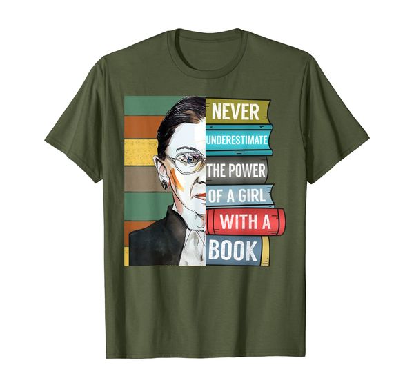 

never underestimate power of girl with book shirt rbg ruth, White;black