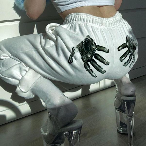 

women's pants & capris sports casual simple wind 2021 autumn buttock palm personality graffiti print sweatpants drop, Black;white