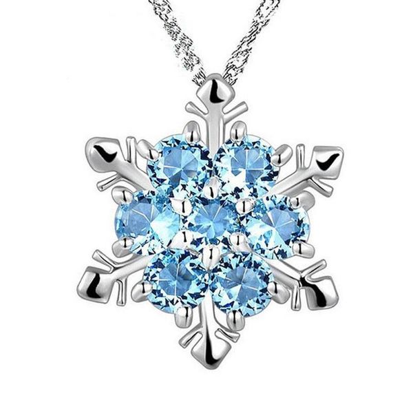

pendant necklaces fashion women crystal zircon snowflake necklace jewelry christmas year gifts b88, Silver