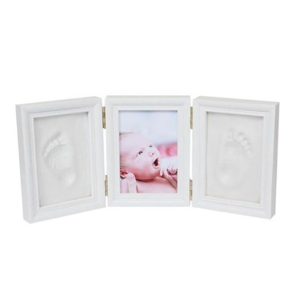 

inch tri-fold born baby handprint & footprint po frame kit memories souvenir (white) frames