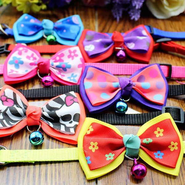 

adjustable pet dog cat bow tie collar with bells puppy kitten bowknot necktie festival party grooming supplies collars & leads