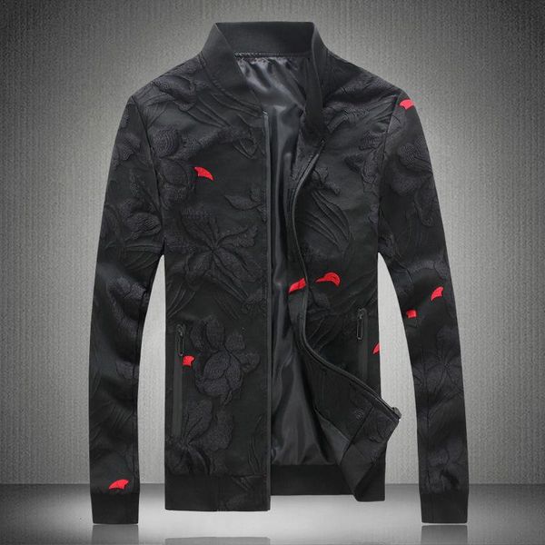 

men's jackets luxury red black jacquard jacket men 2021 retro bomer male classic casual elegant outfit 5xl jaqueta masculina, Black;brown