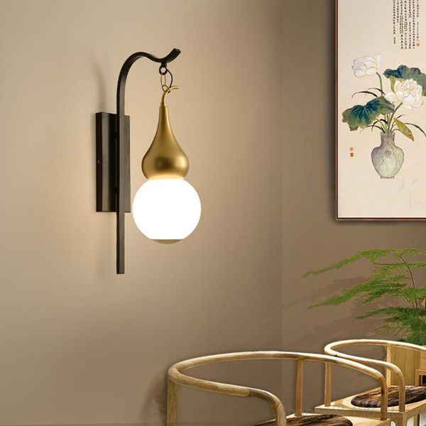 

wall lamp modern retro golden gourd led dining room living decoration light bedroom bedside aisle corridor lamps