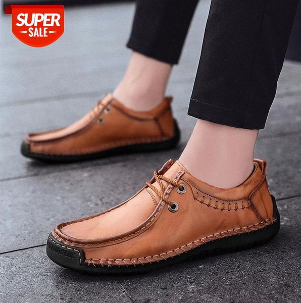 

leather shoes men korean casual cowhide lazy beanie england #pu7a