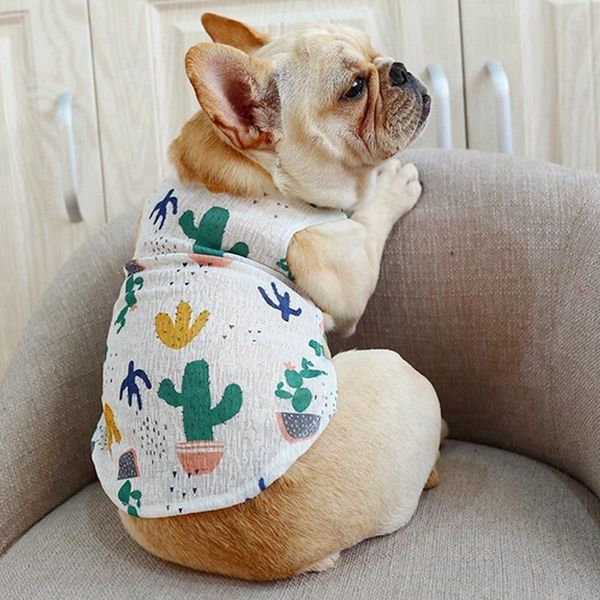

dog apparel summer clothes plant cactus print vest shirts for small medium dogs puppy t shirt clothing