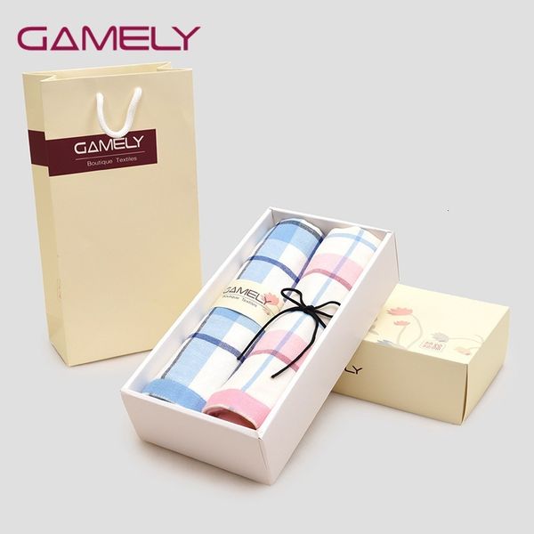 

towel cotton cloth plaid towel double lovers gift box small frh