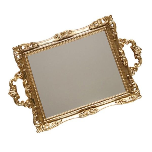 

vintage carved mirror tray wedding dessert table storage adornment (golden) kitchen & organization