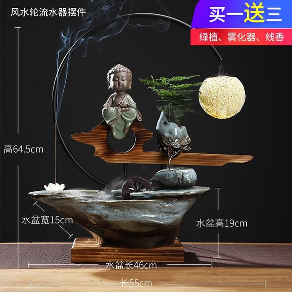 

creative water utensil, fountain landscape, fortune calling, fengshui wheel, living room, office, home furnishing, table op craft tools