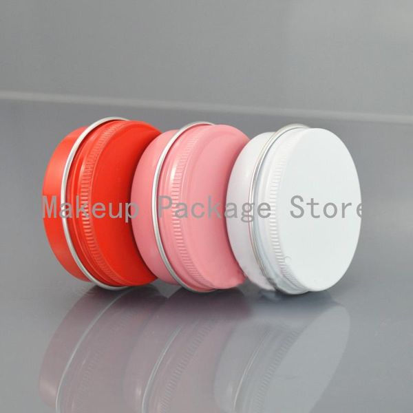 

30g ml refillable box pink/white/red empty round aluminum metal tin bottle cosmetic cream diy jar lipstick pot storage bottles & jars