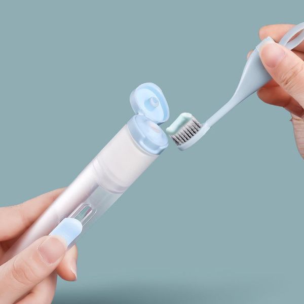 

toothbrush holders mini portable travel set cleaning tooth hold toothpaste with brush head 2 color creative tools