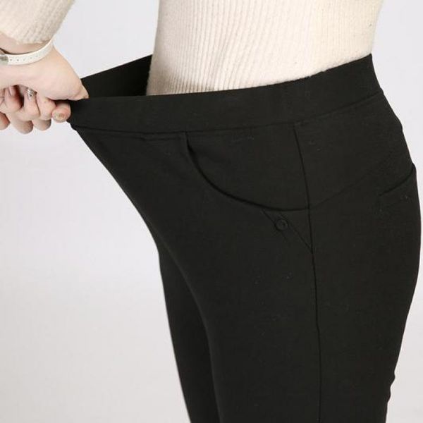 

pant plus size 10xl 9xl women's 8xl fall winter long ladies with high waist veet pencils big black pants, White