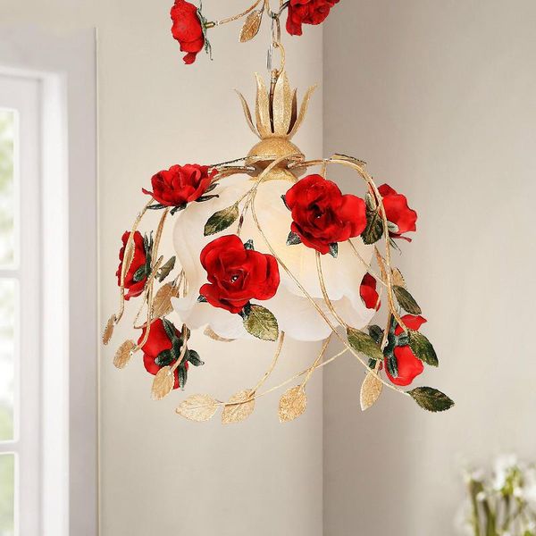

pendant lamps rustic rural french restaurant decoration bar lamp red rose flower led light kitchen modern staircase balcony hallway