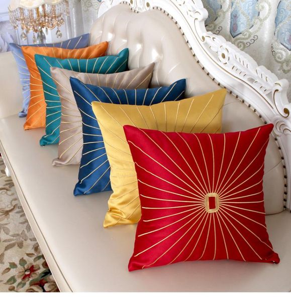 

pillow case 45x45cm embroidery fashion line geometric color velvet cushion cover pillowcase home decorative sofa throw