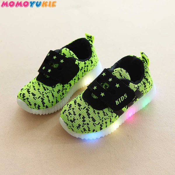 Mode Kinder Leuchtende Schuhe Bequeme Atmungsaktive Jungen Sportschuhe Mosaik Baumwolle Rutschfeste Tragbare Kinderschuhe 210713