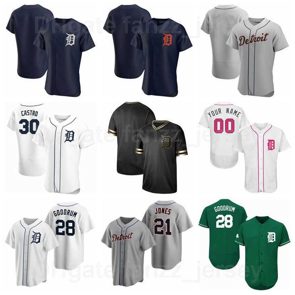 

baseball 28 niko goodrum jersey 9 willi castro 30 harold 19 isaac paredes 21 jacoby jones 55 renato nunez 46 jeimer candelario team navy blu, Blue;black