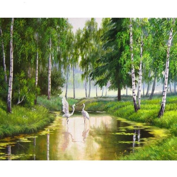 

paintings selilali painting by numbers swans in spring pictures number animal oil for adults home decoration