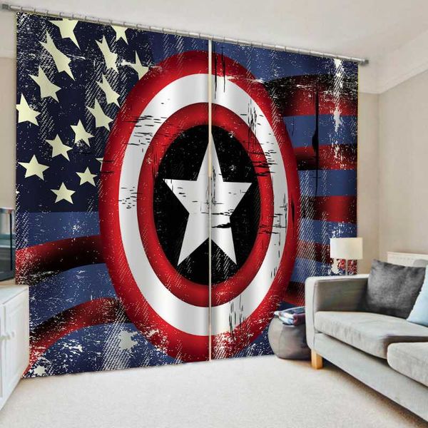 

european and amercian style blackout 3d curtain living room bedroom silk po printed star drapes blinds &