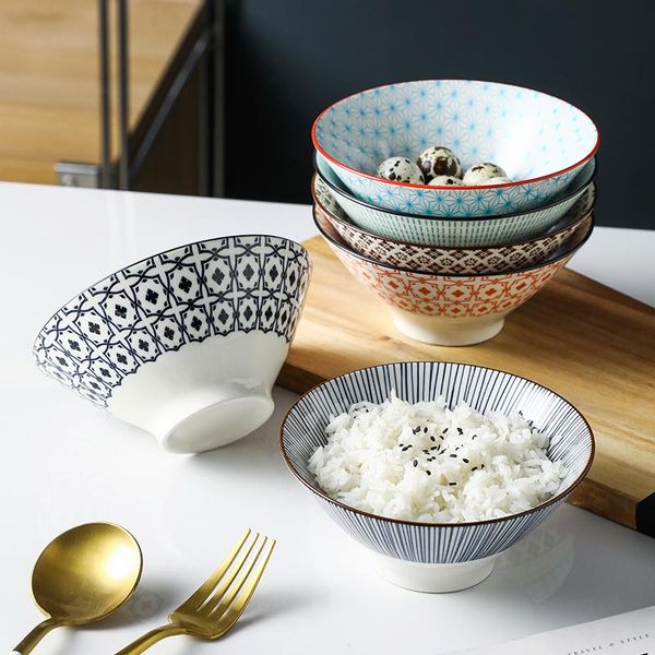 

bowls 5.5 inch ceramic bamboo hat bowl rice noodle soup porcelain tableware underglaze czy1044