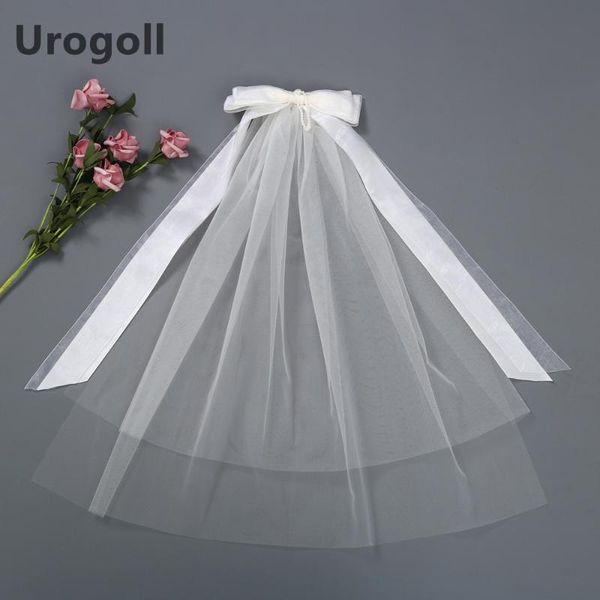 

bridal veils fashion wedding veil bow pearl hair comb accessories gauze long bride's for girl party dress, Black