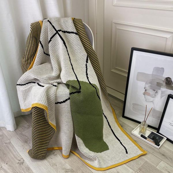 

blankets nordic geometry blanket print art sofa wearable picnic knitted luxury for bed narzuta na lozko home textile dh50tz