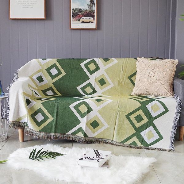 

blankets european double sided slipcover protector with tassels,non slip cotton woven throw blanket for bed outdoor chair couch cover