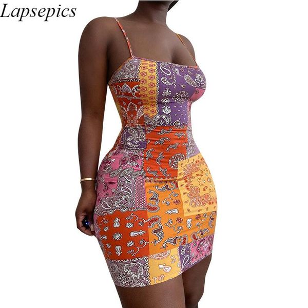 

casual dresses summer sleeveless backless paisley printed sheath strap mini dress, Black;gray